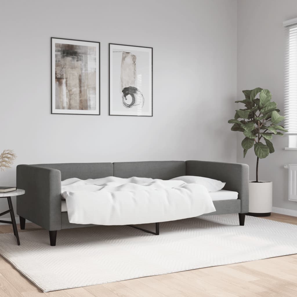 Lit de jour gris foncé 100x190 cm tissu - XIOS