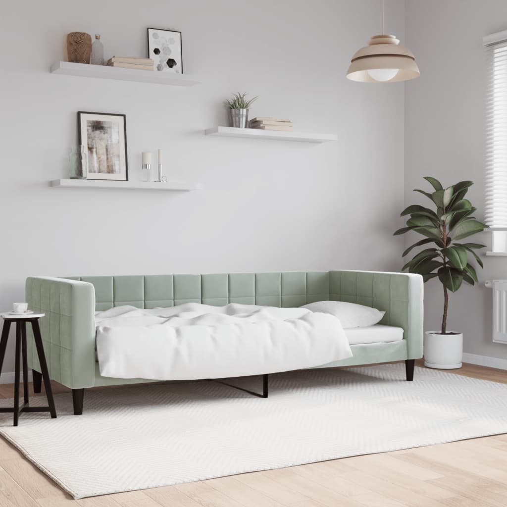 Lit de repos sans matelas gris clair 80x200 cm velours - XIOS