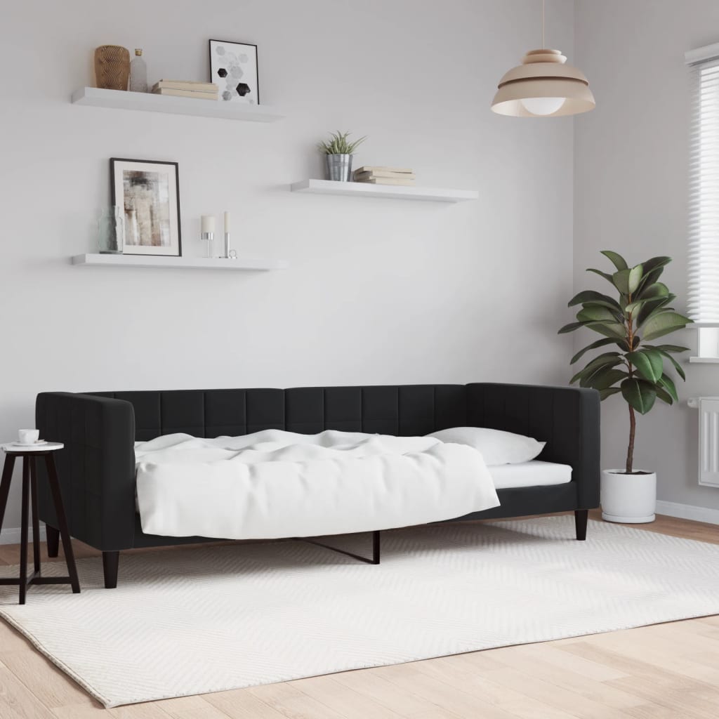 Lit de repos sans matelas noir 80x200 cm velours - XIOS