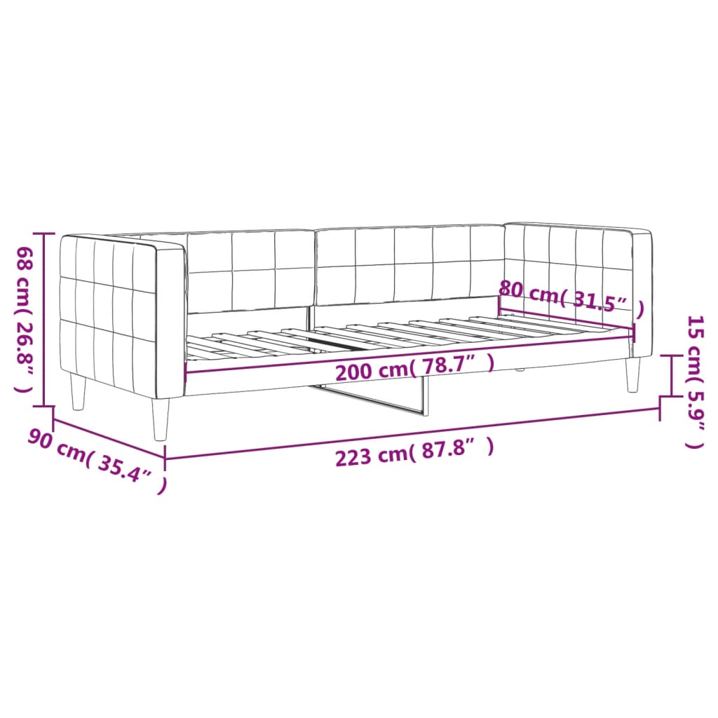 Lit de repos sans matelas jaune 80x200 cm velours - XIOS