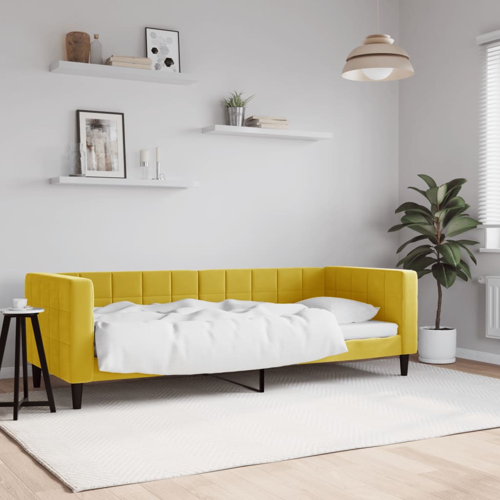 Lit de repos sans matelas jaune 80x200 cm velours - XIOS
