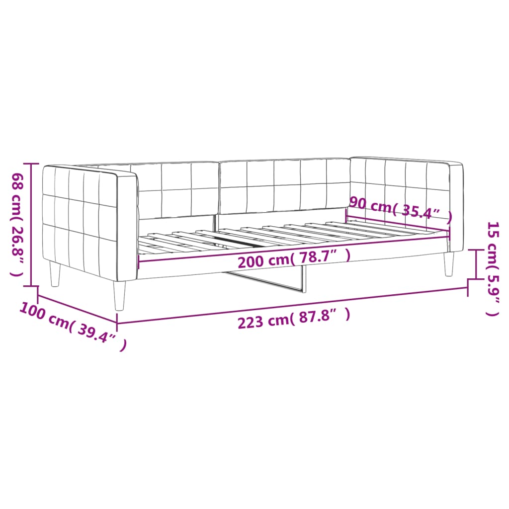 Lit de repos sans matelas bleu 90x200 cm velours - XIOS