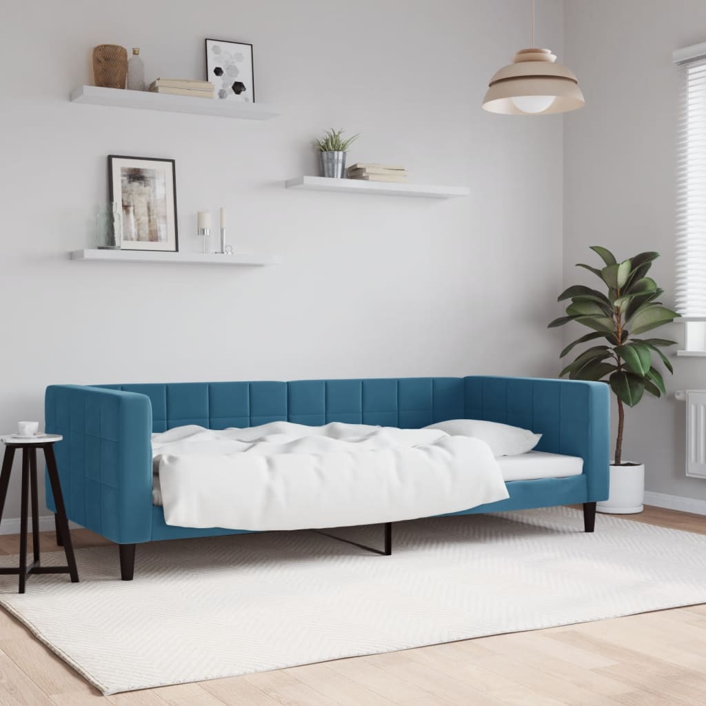 Lit de repos sans matelas bleu 90x200 cm velours - XIOS