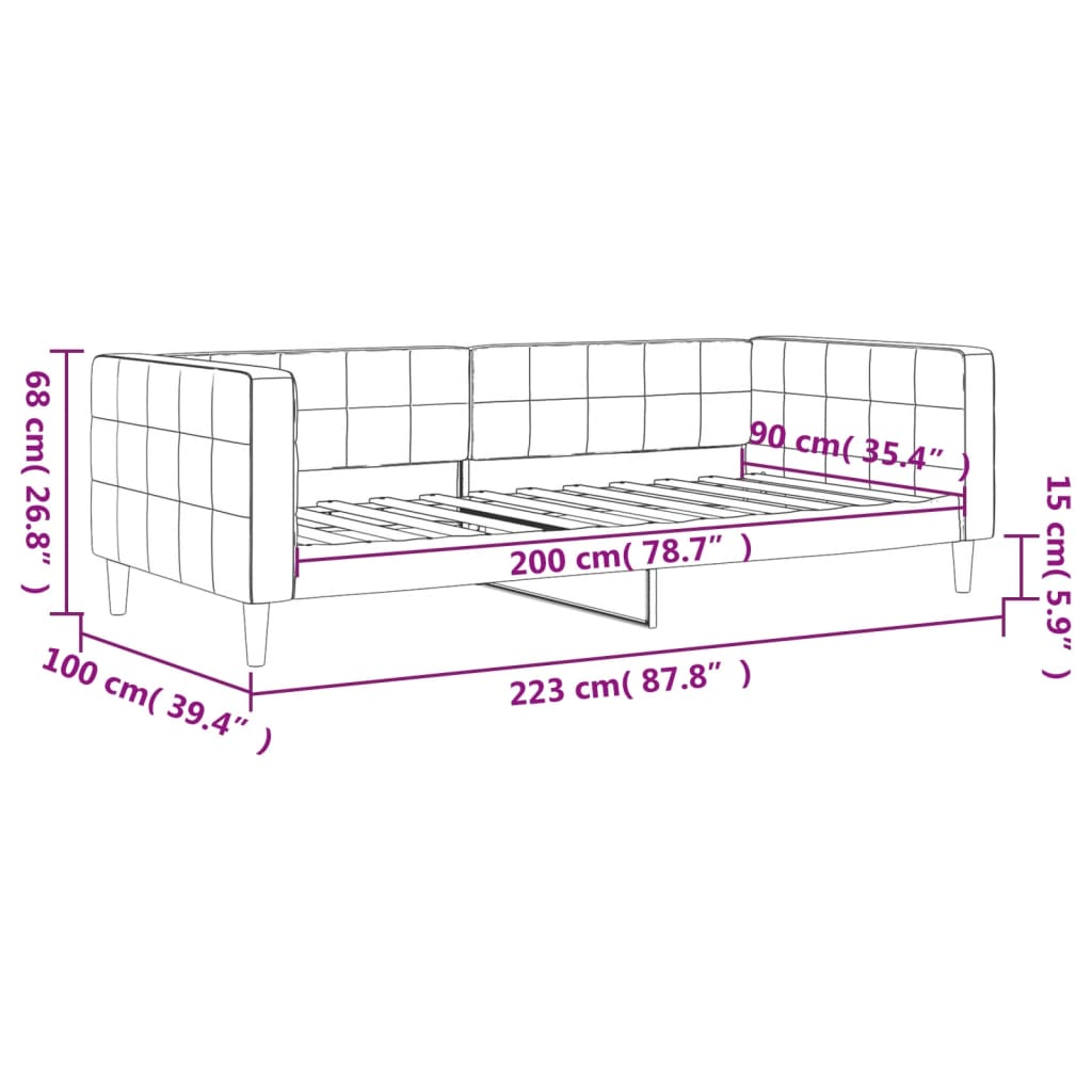 Lit de repos sans matelas gris foncé 90x200 cm velours - XIOS