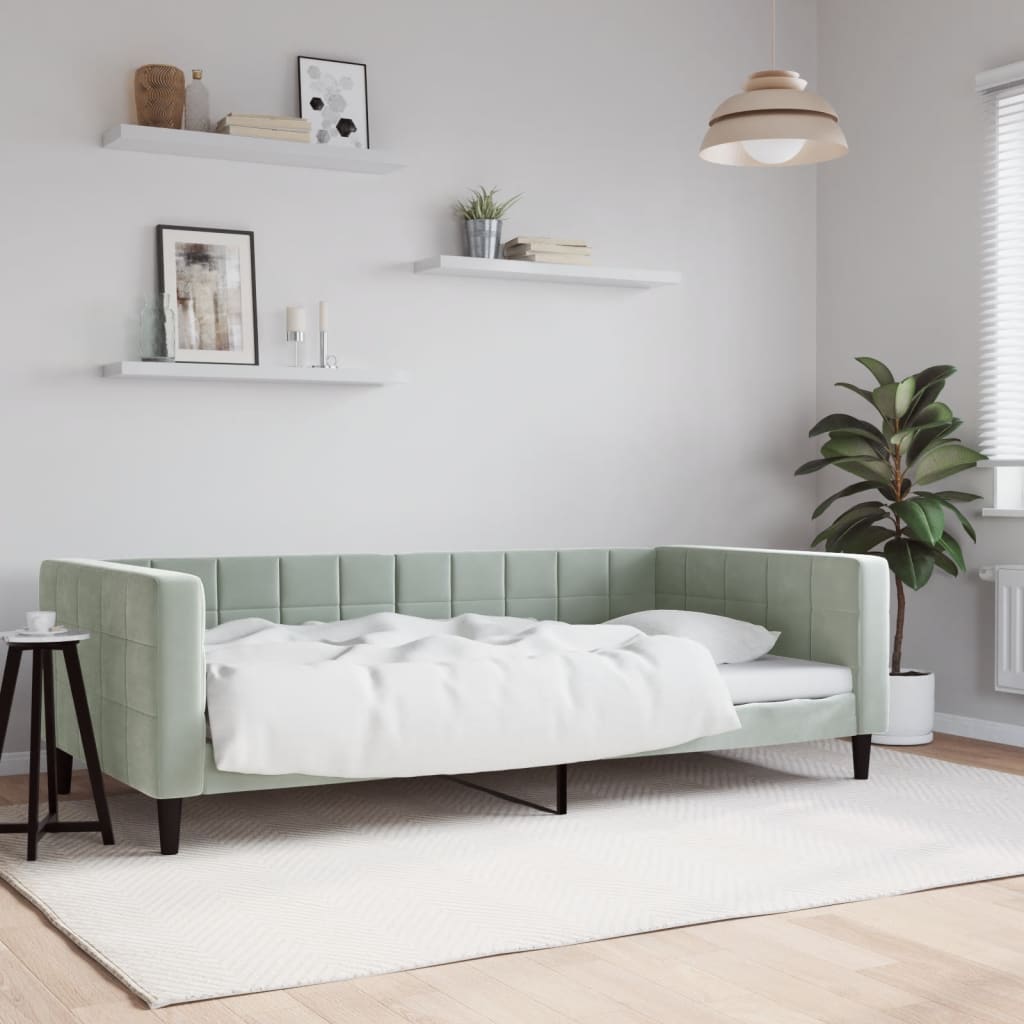 Lit de repos sans matelas gris clair 100x200 cm velours - XIOS