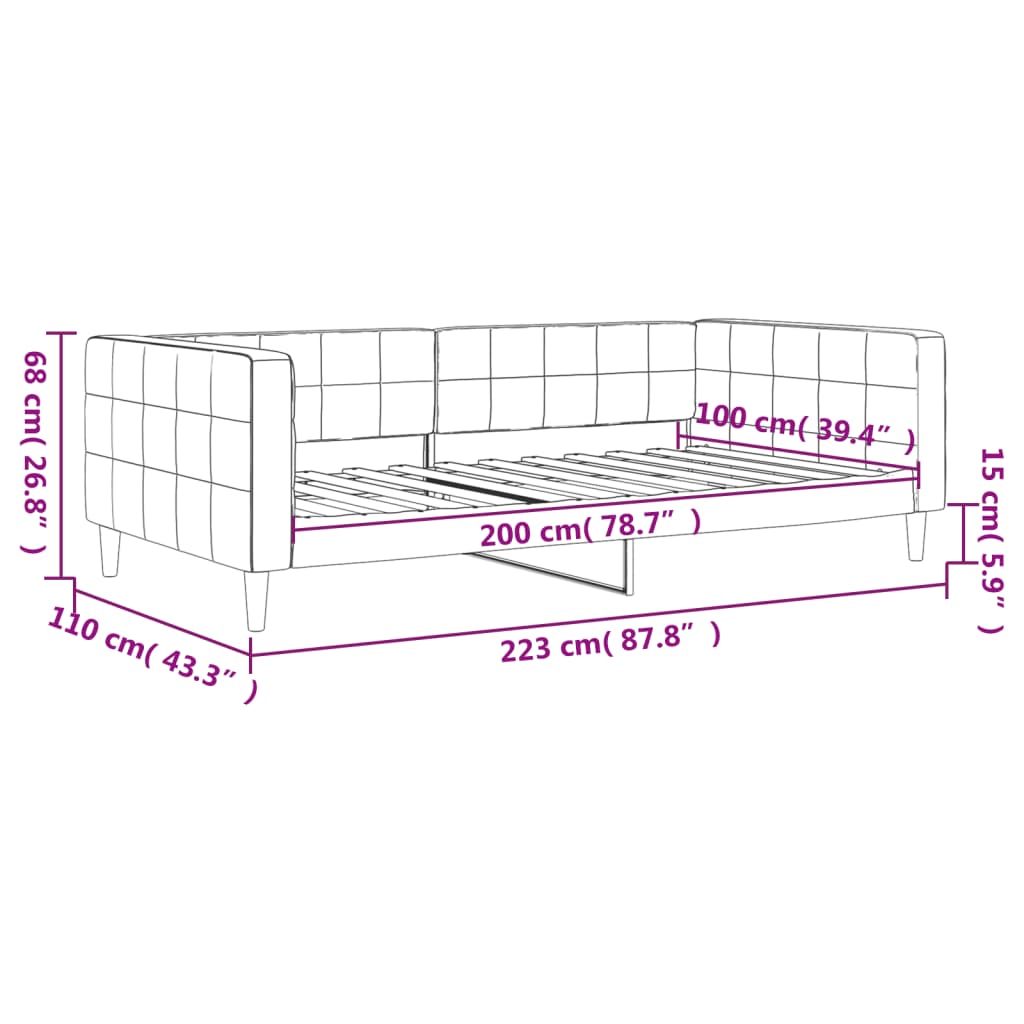 Lit de repos sans matelas vert foncé 100x200 cm velours - XIOS