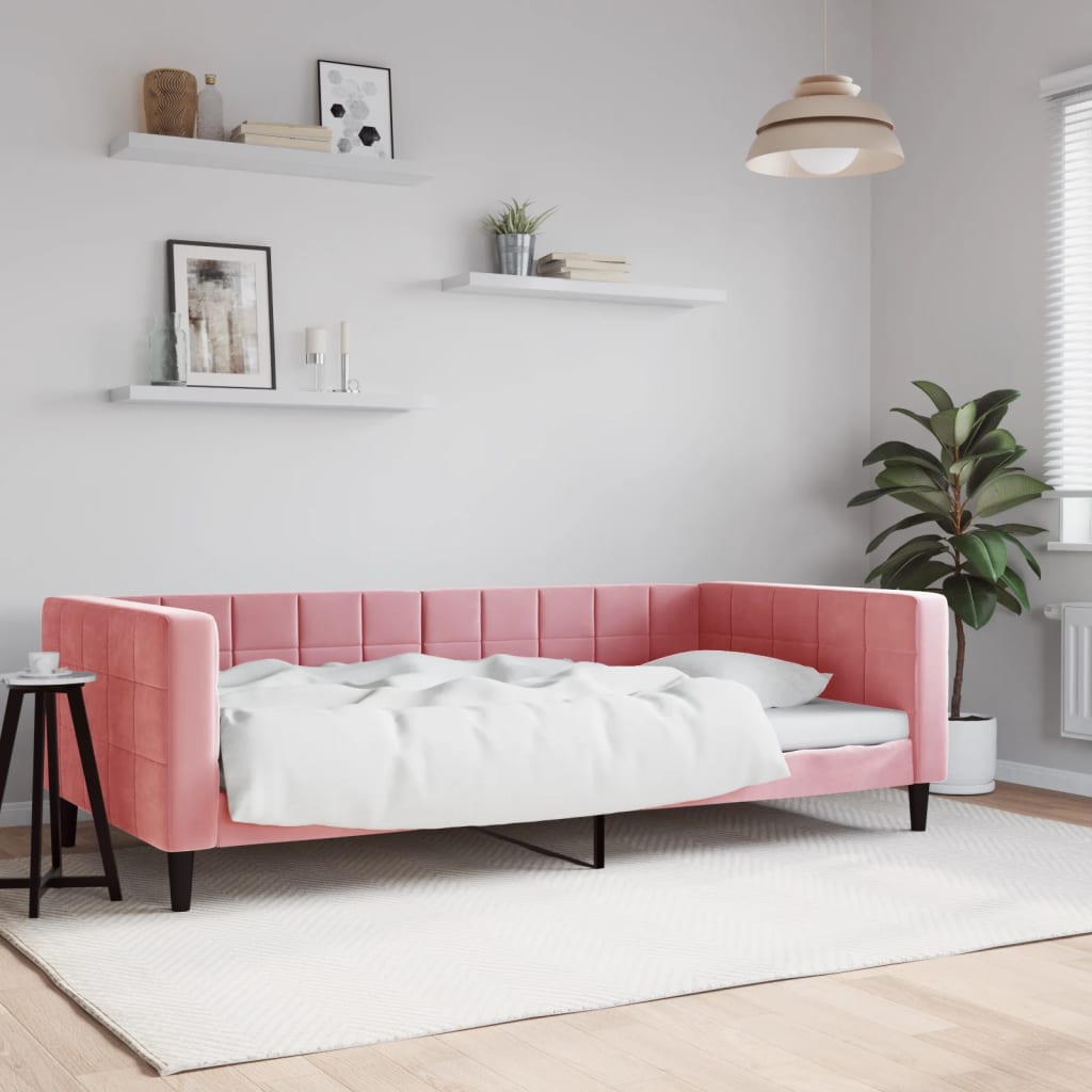 Lit de repos rose 100x200 cm velours - XIOS