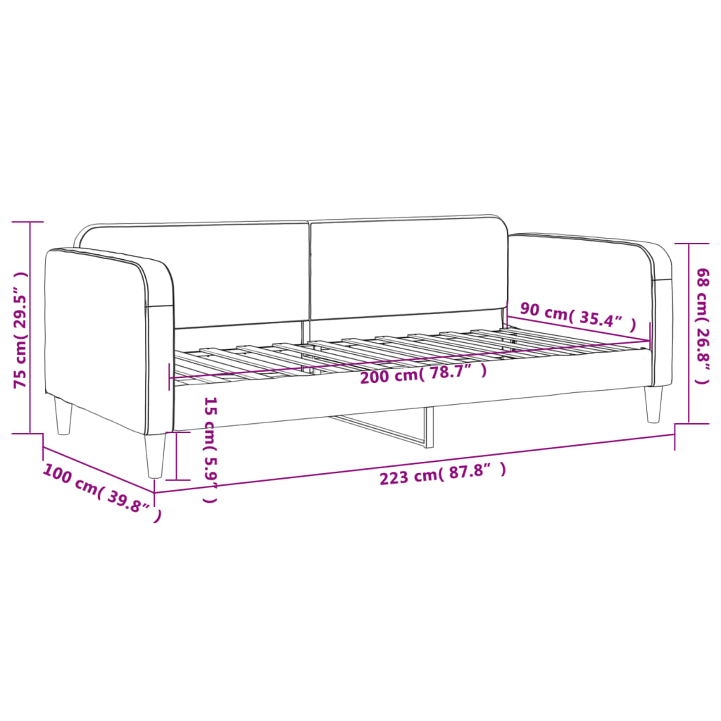Lit de repos sans matelas gris clair 90x200 cm tissu - XIOS