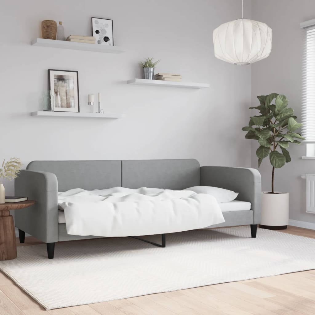 Lit de repos sans matelas gris clair 90x200 cm tissu - XIOS