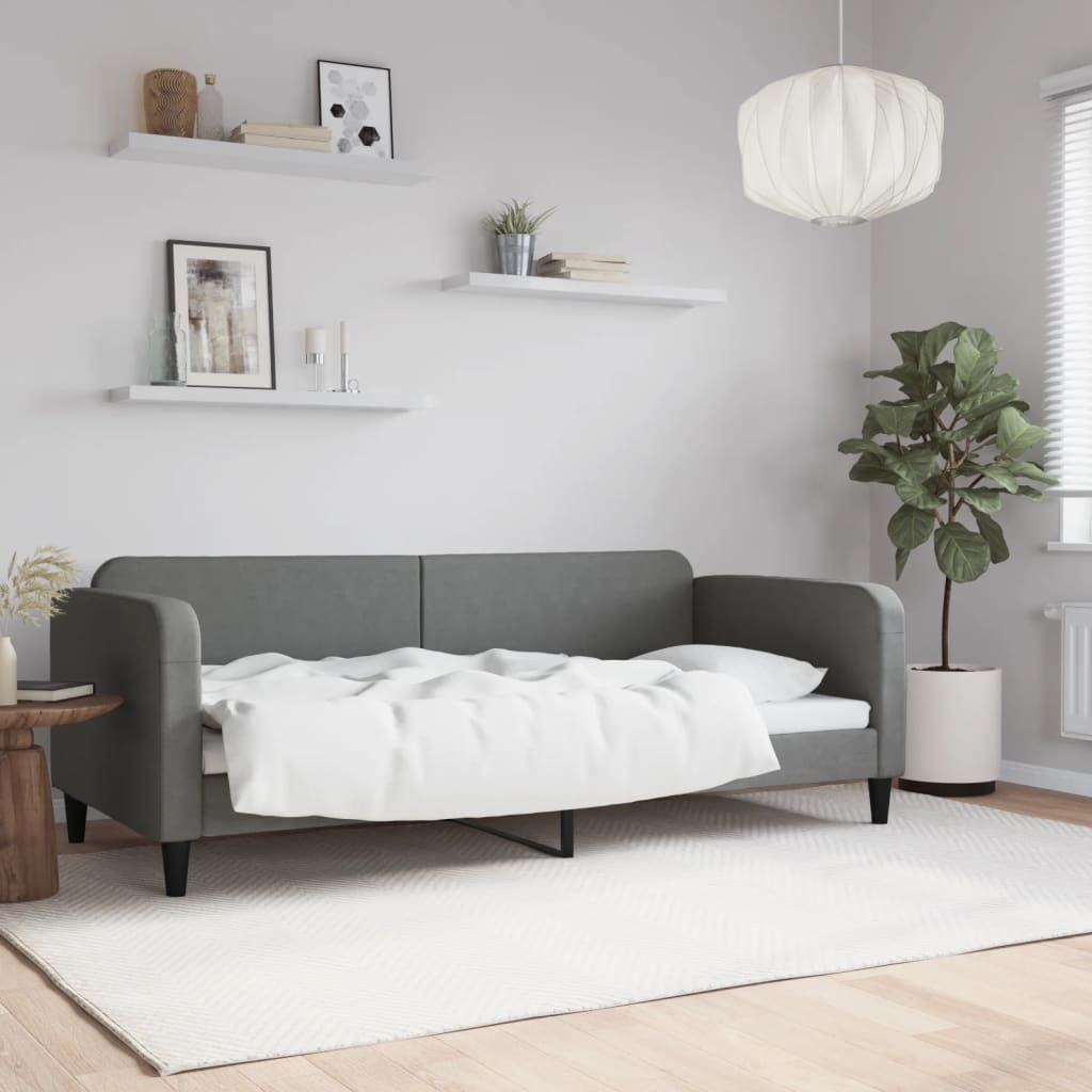 Lit de repos sans matelas gris foncé 90x200 cm tissu - XIOS