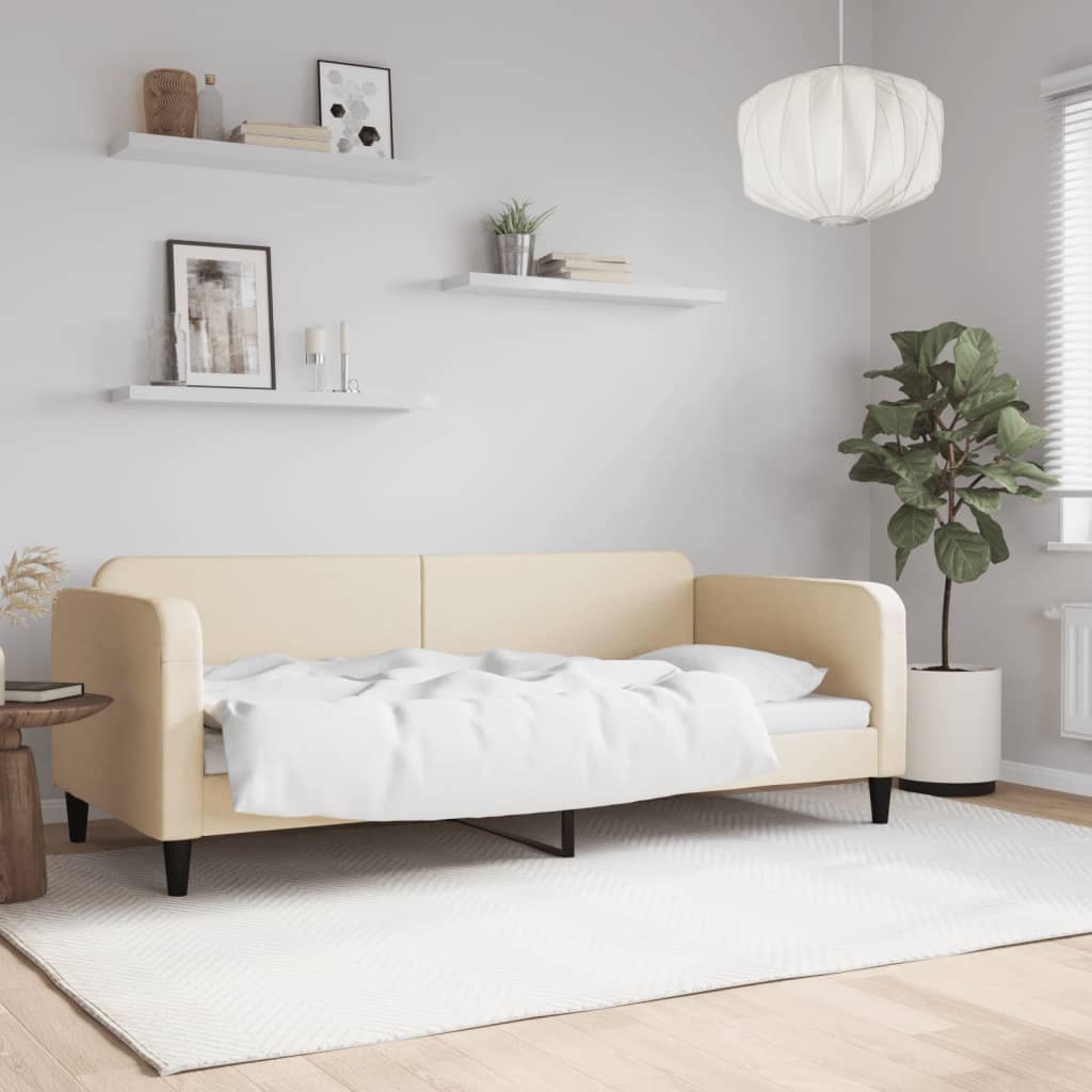 Lit de repos sans matelas crème 90x200 cm tissu - XIOS