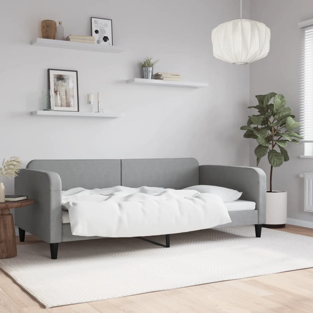 Lit de repos gris clair 100x200 cm tissu - XIOS
