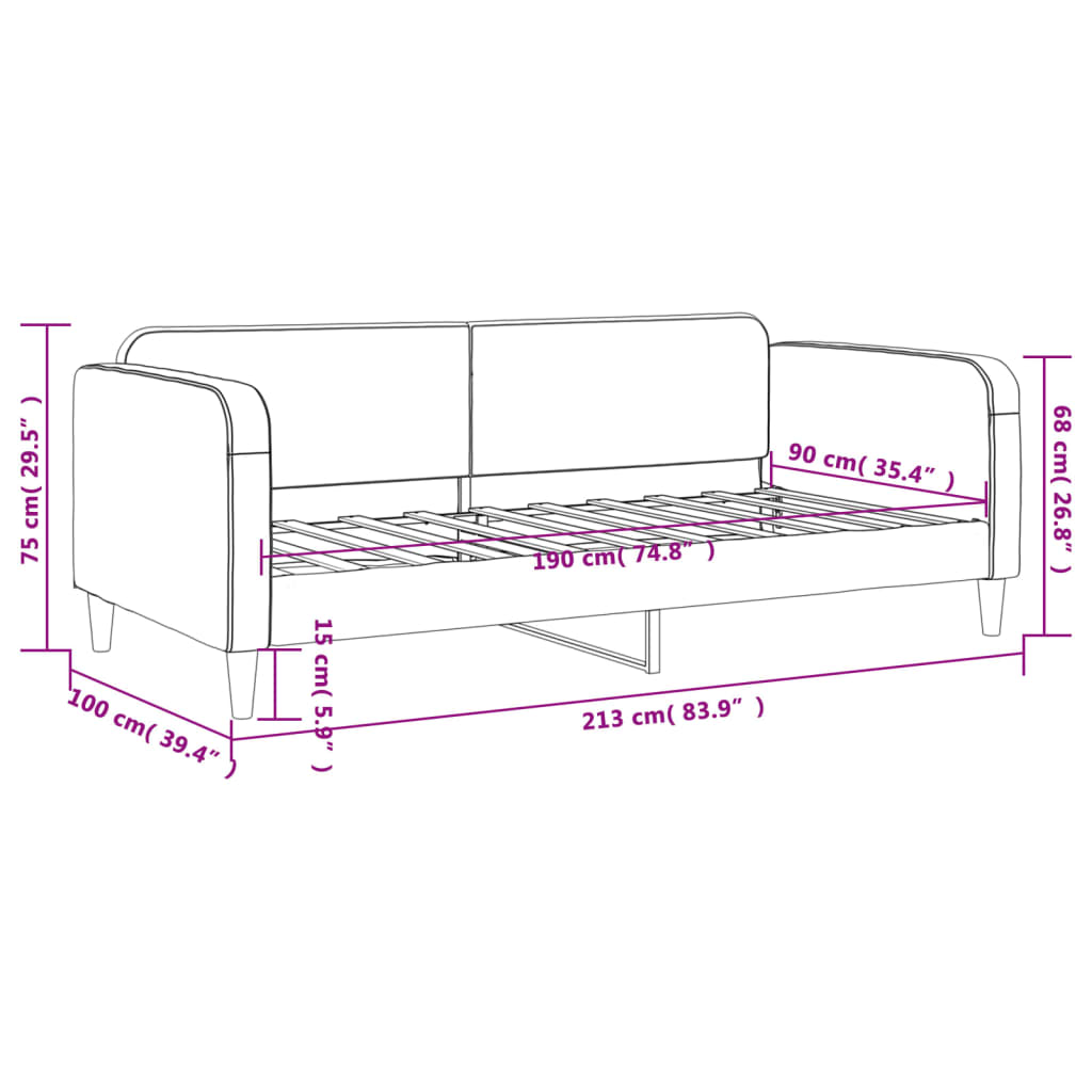 Lit de repos sans matelas gris clair 90x190 cm tissu - XIOS