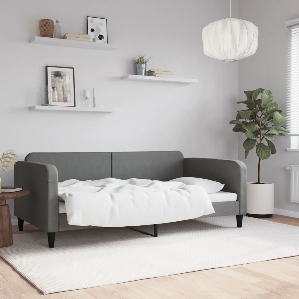 Lit de jour gris foncé 100x190 cm tissu - XIOS