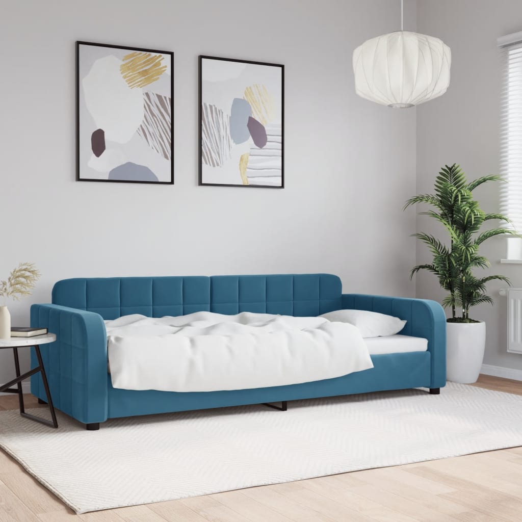 Lit de repos sans matelas bleu 90x200 cm velours - XIOS