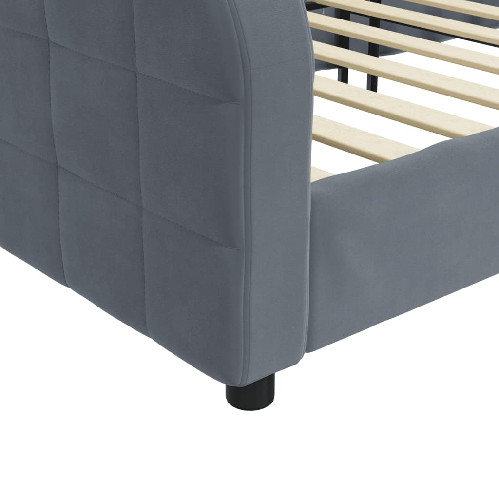 Lit de repos sans matelas gris foncé 90x200 cm velours - XIOS