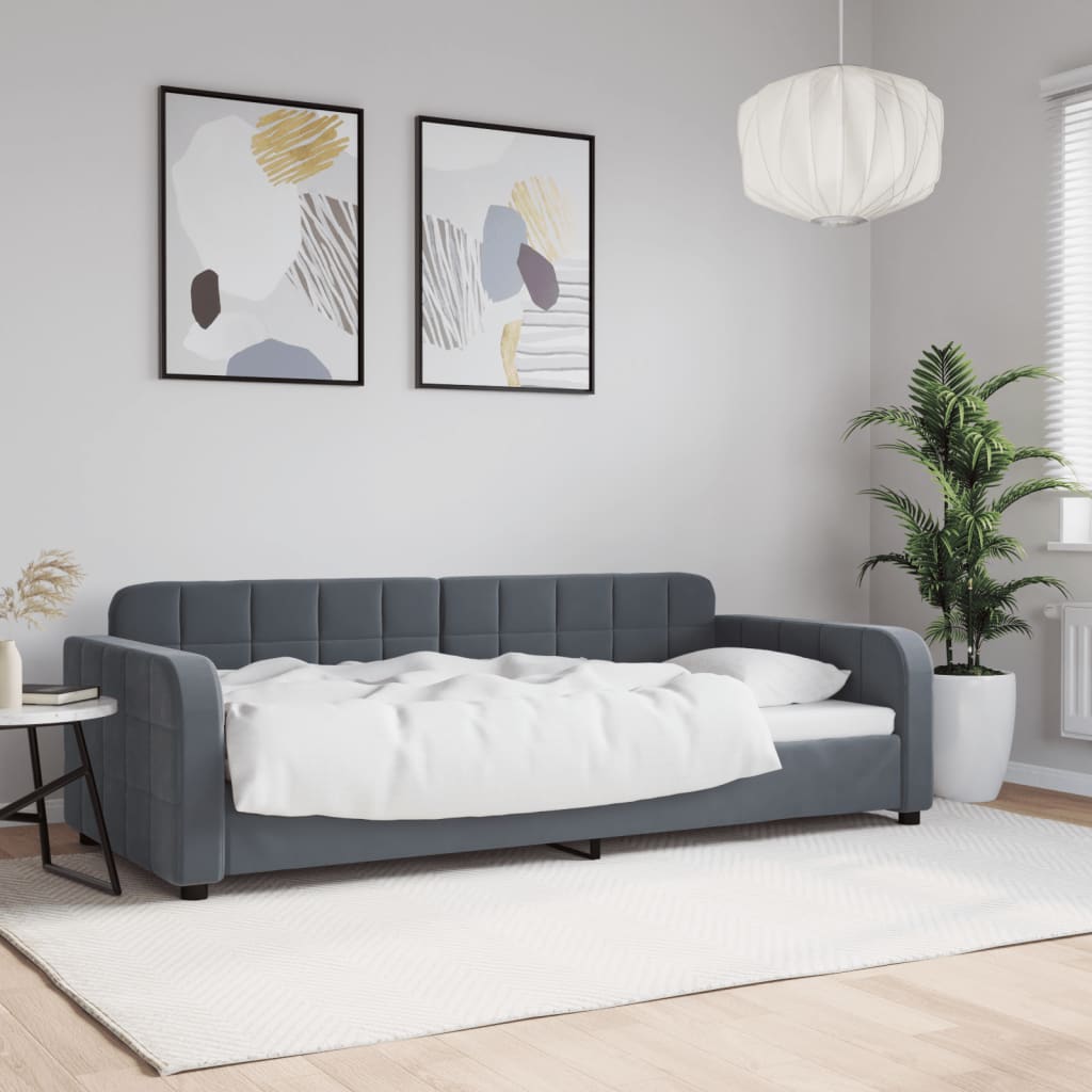 Lit de repos sans matelas gris foncé 90x200 cm velours - XIOS