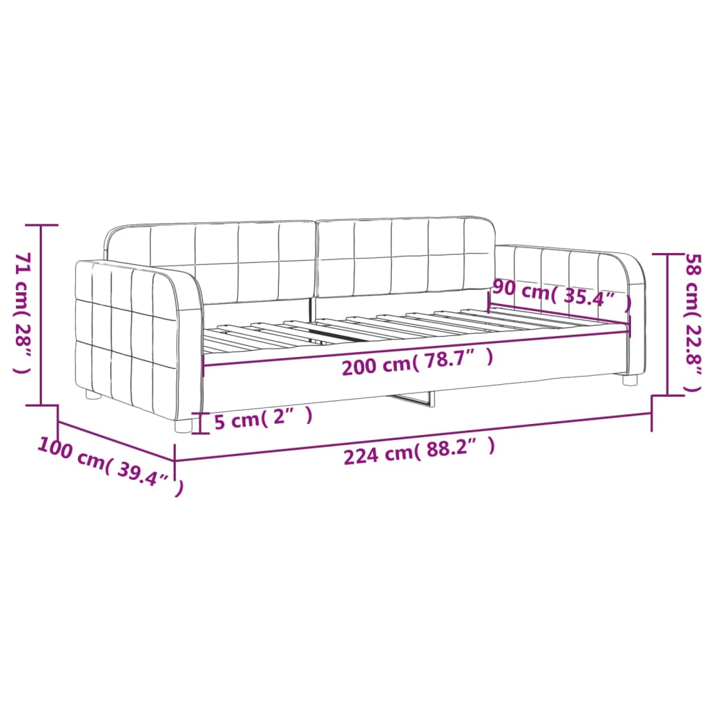 Lit de repos sans matelas rose 90x200 cm velours - XIOS