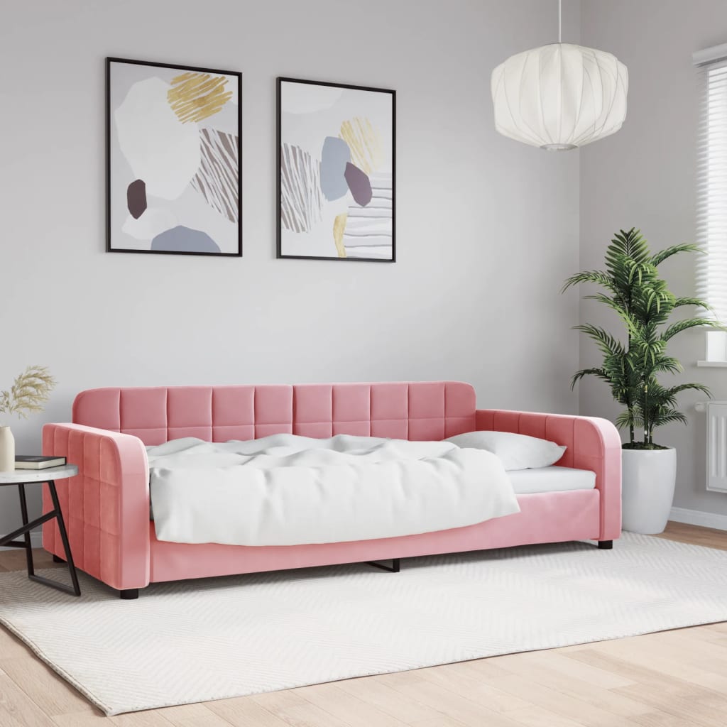 Lit de repos sans matelas rose 90x200 cm velours - XIOS