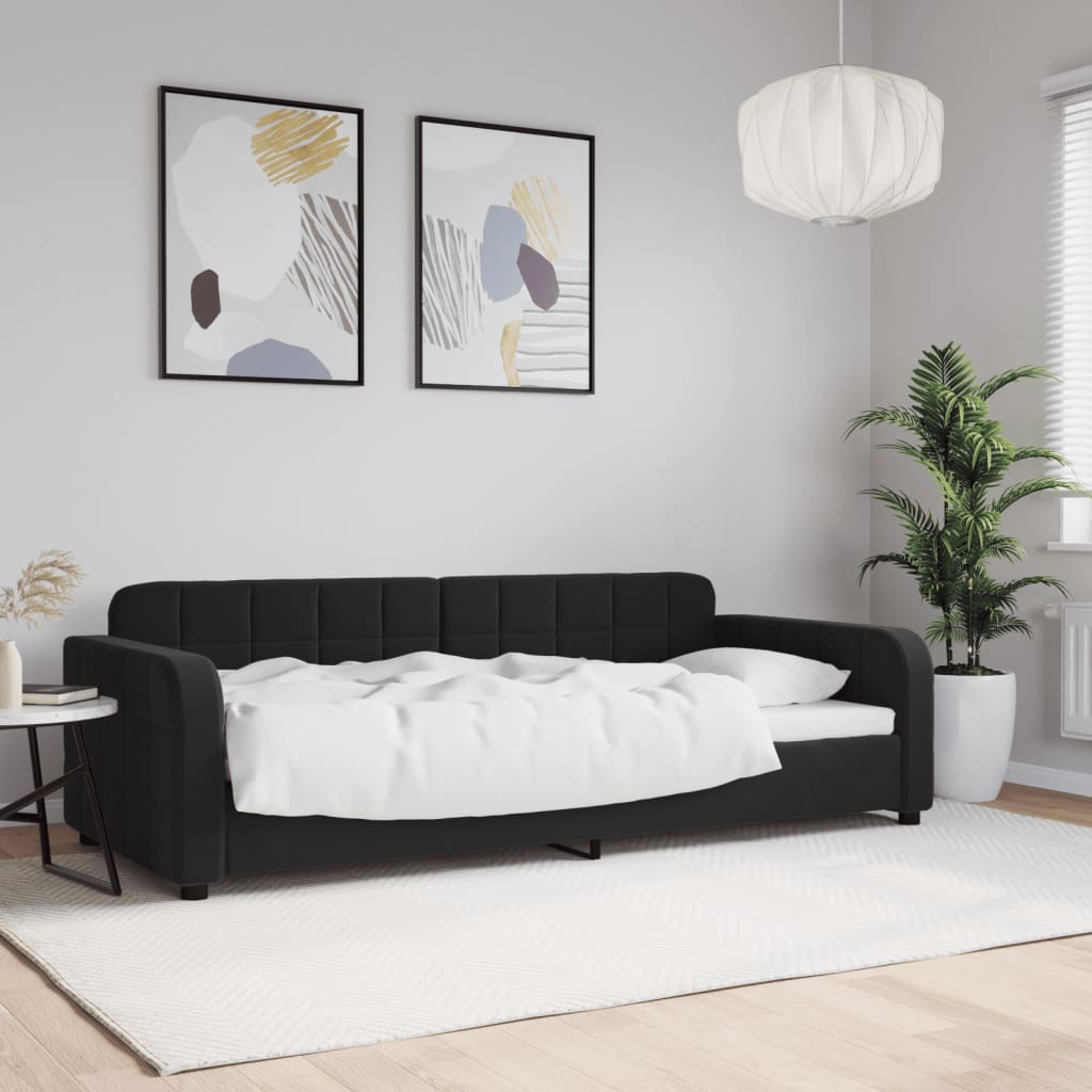 Lit de repos sans matelas noir 90x200 cm velours - XIOS