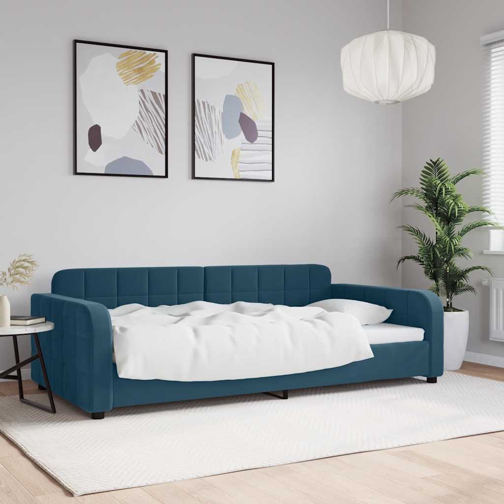 Lit de repos sans matelas bleu 100x200 cm velours - XIOS