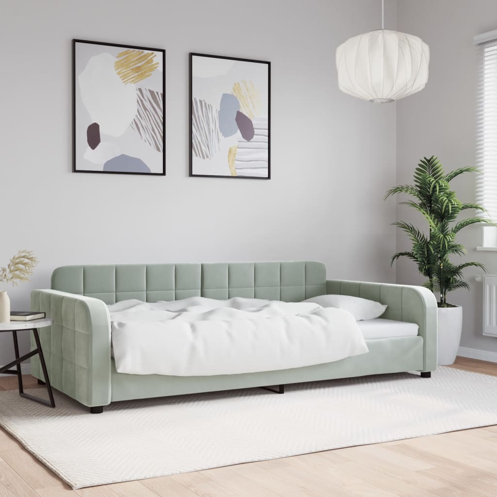 Lit de repos sans matelas gris clair 100x200 cm velours - XIOS
