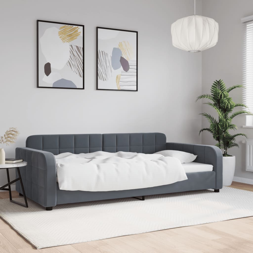 Lit de repos sans matelas gris foncé 100x200 cm velours - XIOS