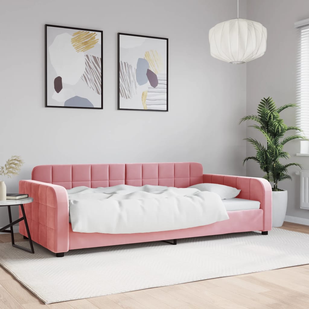 Lit de repos rose 100x200 cm velours - XIOS
