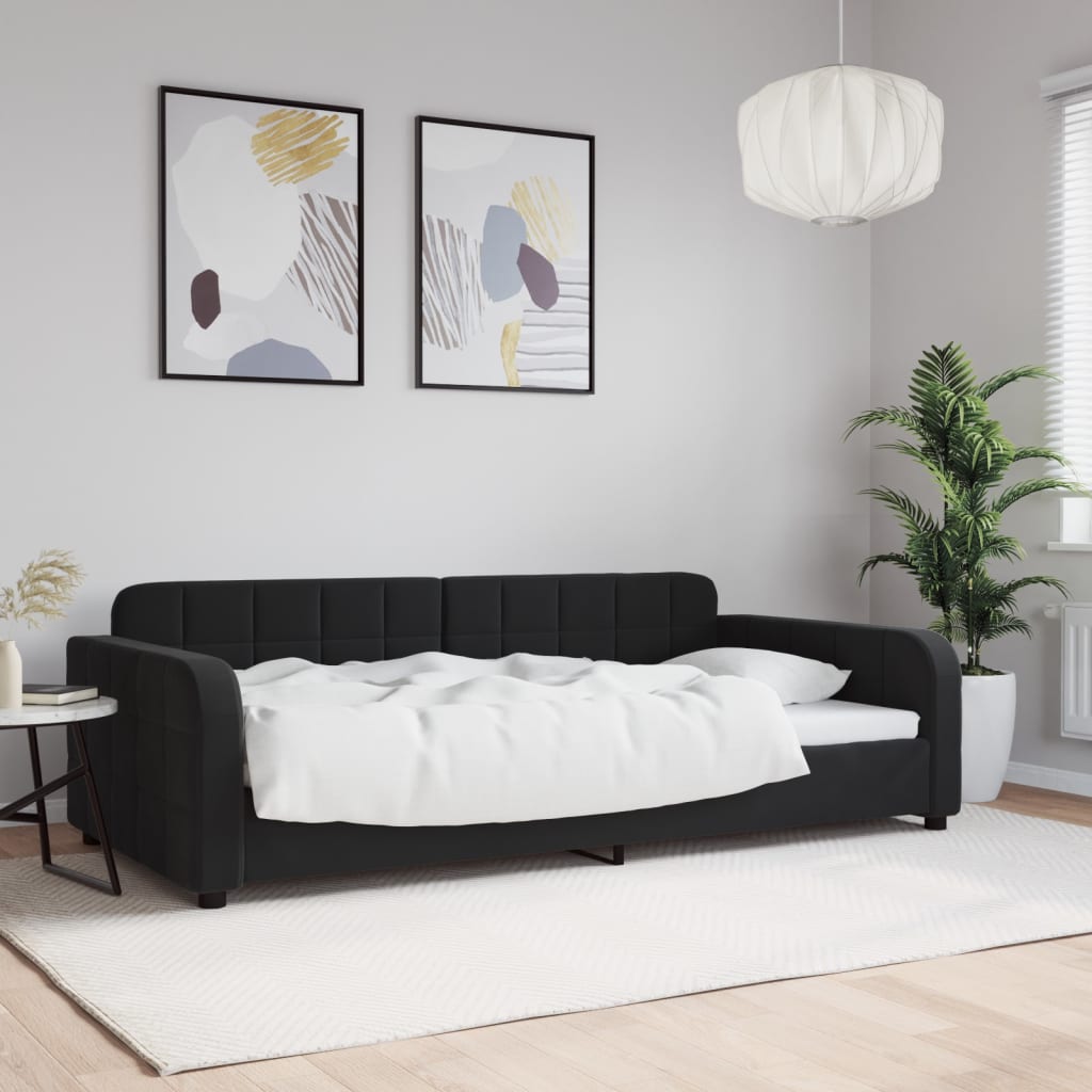 Lit de repos sans matelas noir 100x200 cm velours - XIOS