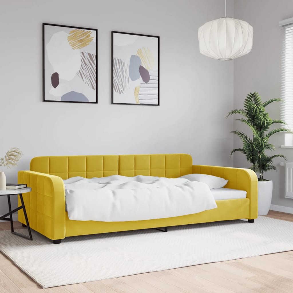 Lit de repos sans matelas jaune 100x200 cm velours - XIOS