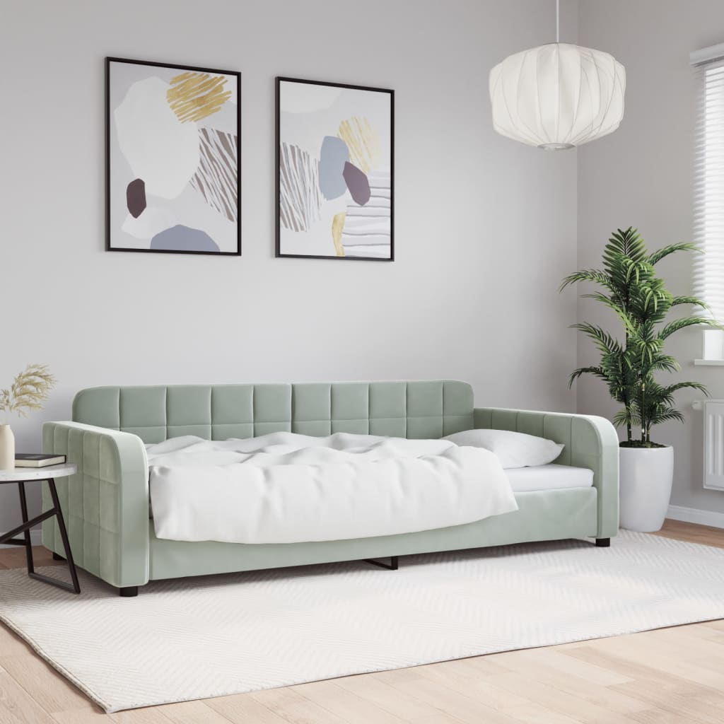Lit de repos sans matelas gris clair 90x190 cm velours - XIOS