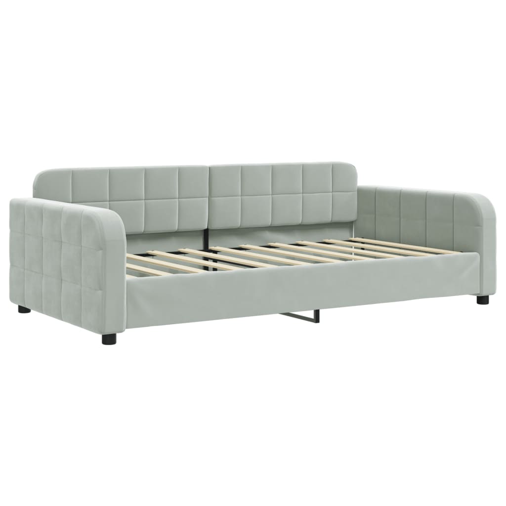 Lit de jour gris clair 100x190 cm velours - XIOS