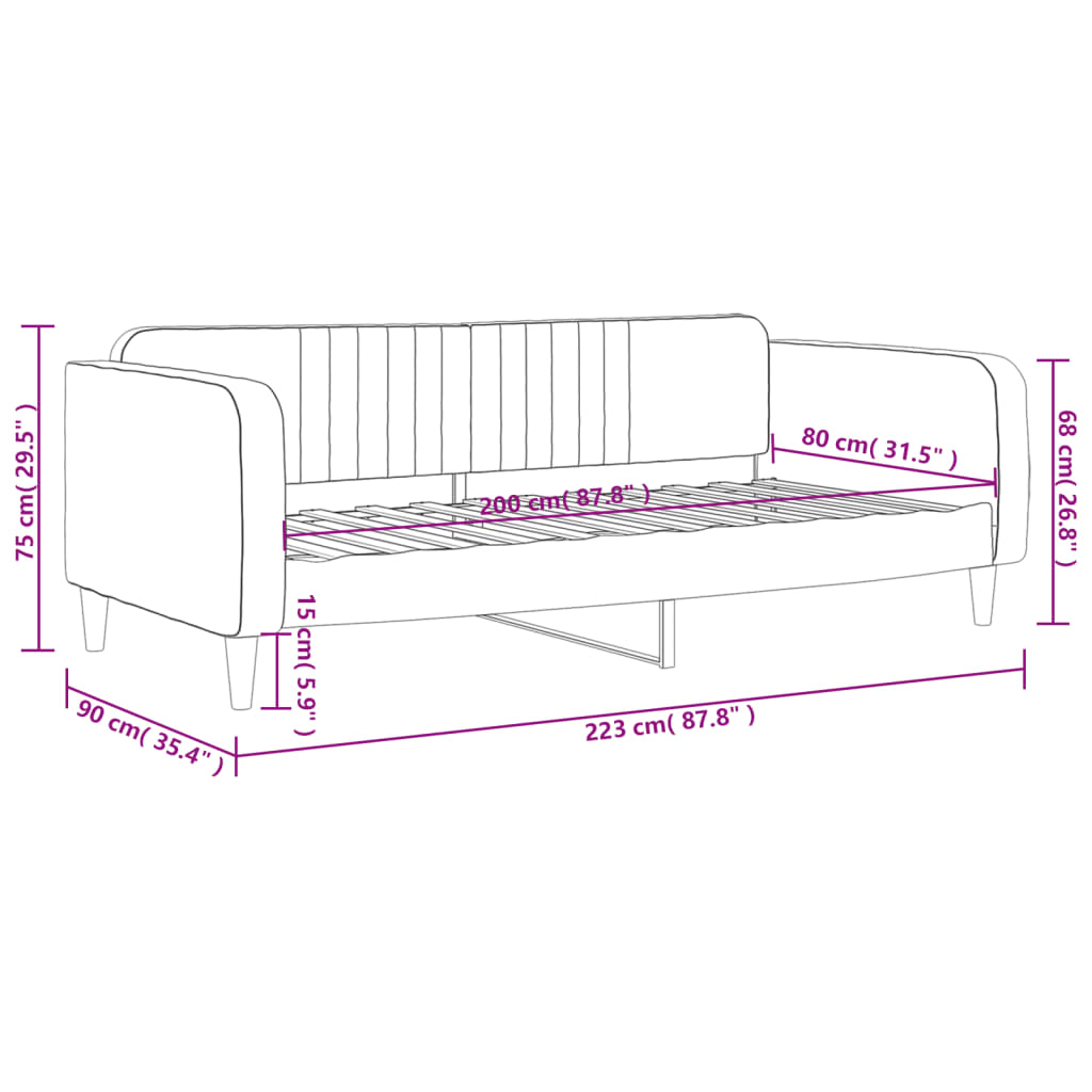 Lit de repos sans matelas bleu 80x200 cm velours - XIOS