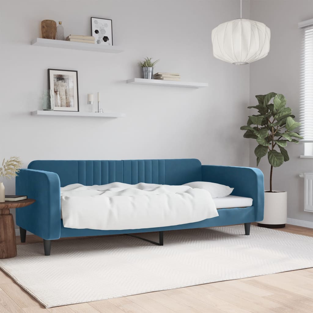 Lit de repos sans matelas bleu 90x200 cm velours - XIOS