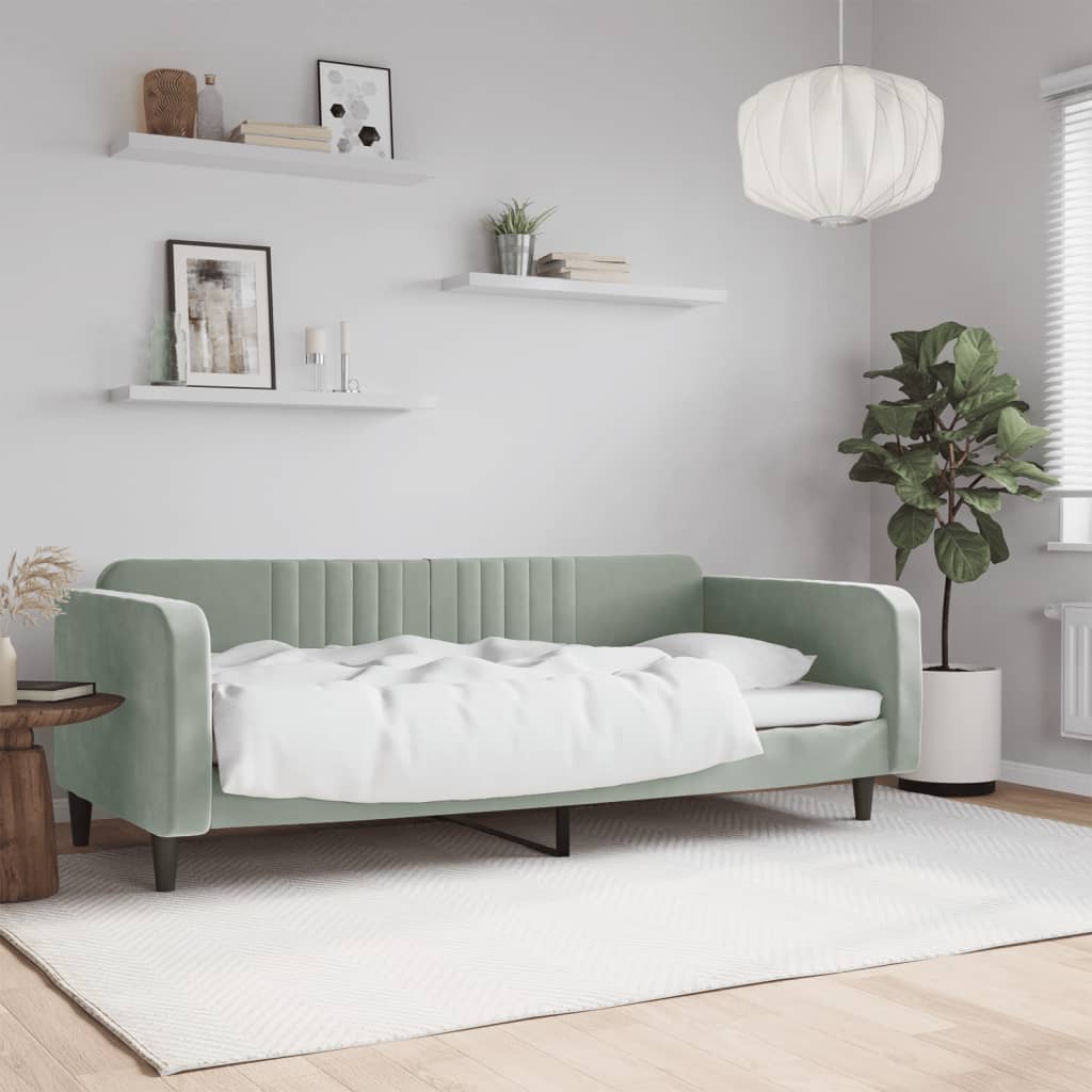 Lit de repos sans matelas gris clair 90x200 cm velours - XIOS