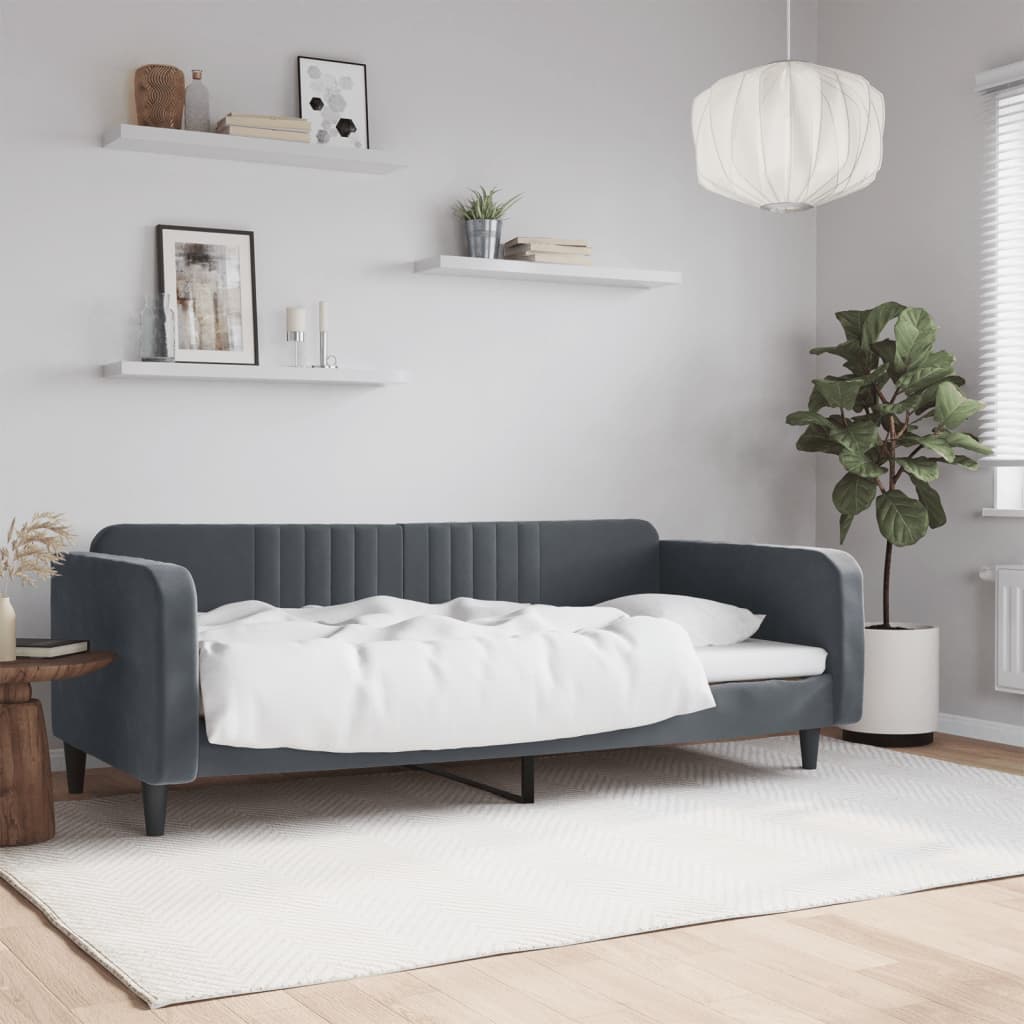 Lit de repos sans matelas gris foncé 90x200 cm velours - XIOS