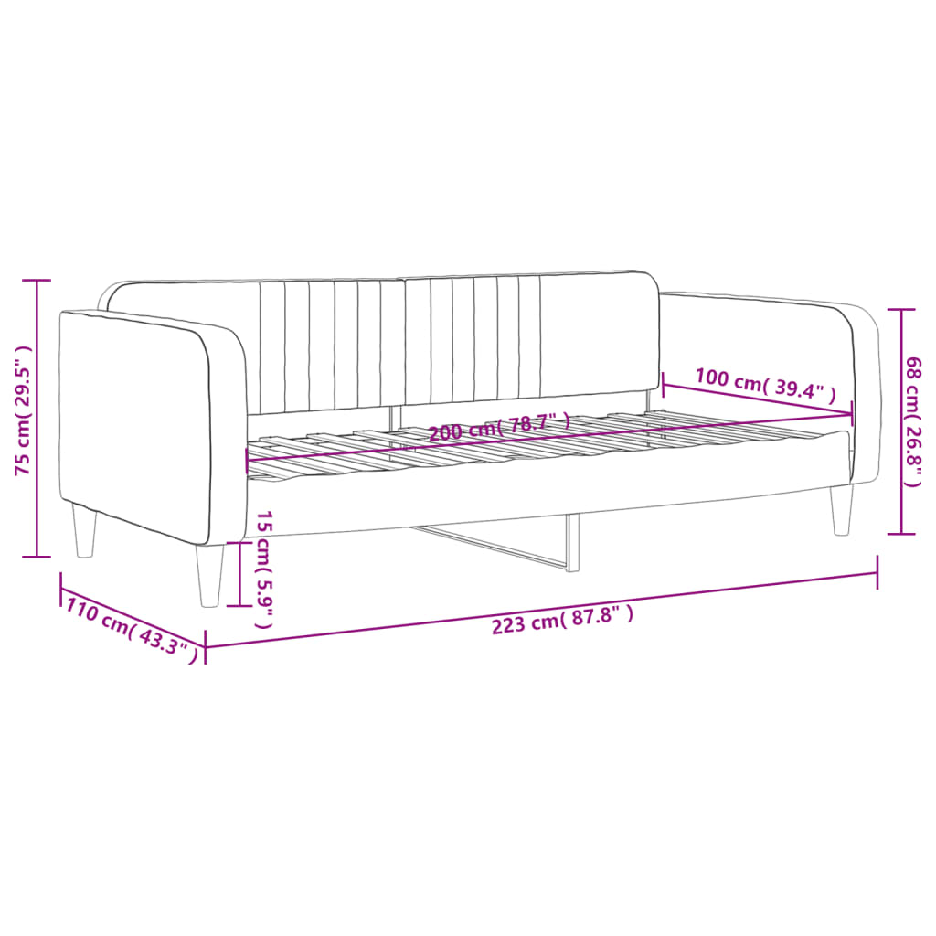 Lit de repos sans matelas bleu 100x200 cm velours - XIOS