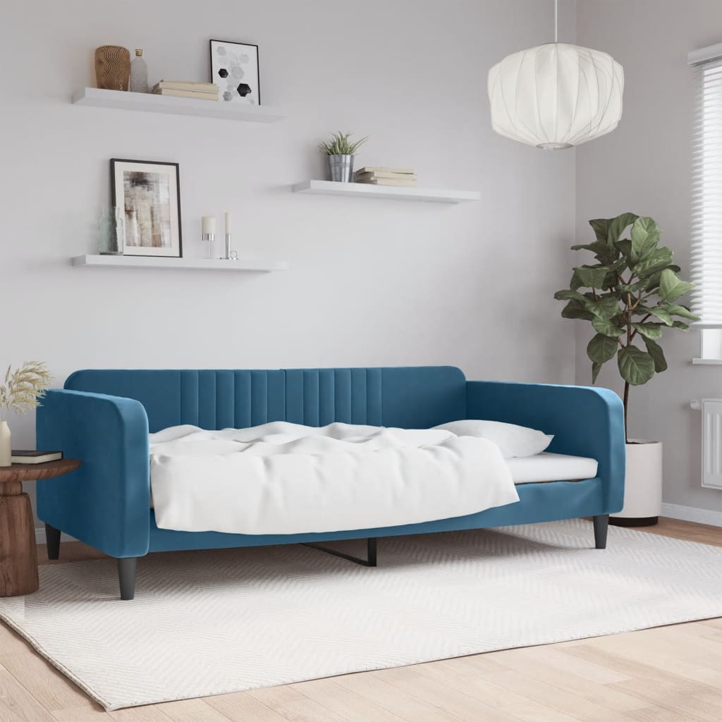 Lit de repos sans matelas bleu 100x200 cm velours - XIOS