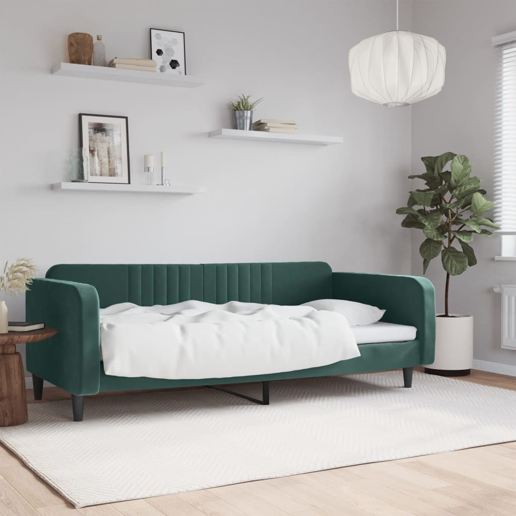 Lit de repos sans matelas vert foncé 100x200 cm velours - XIOS