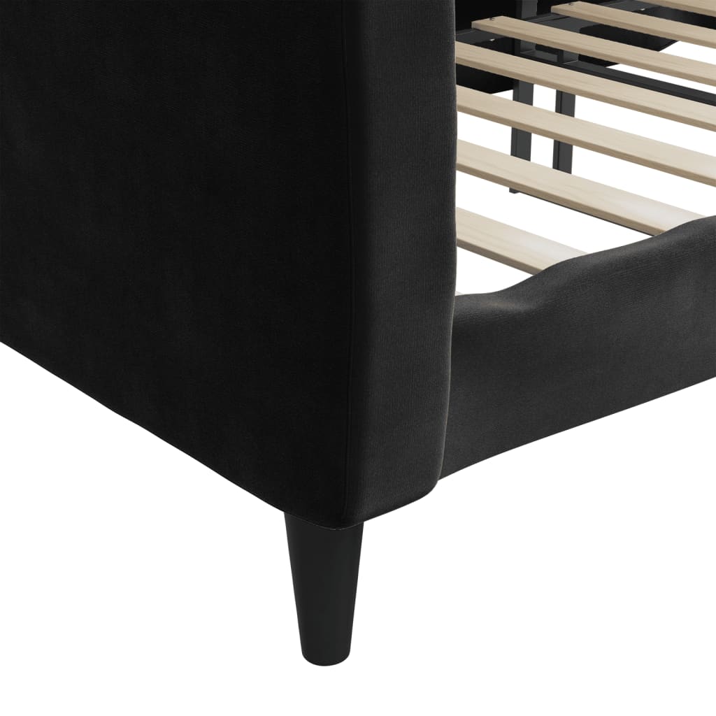 Lit de repos sans matelas noir 100x200 cm velours - XIOS