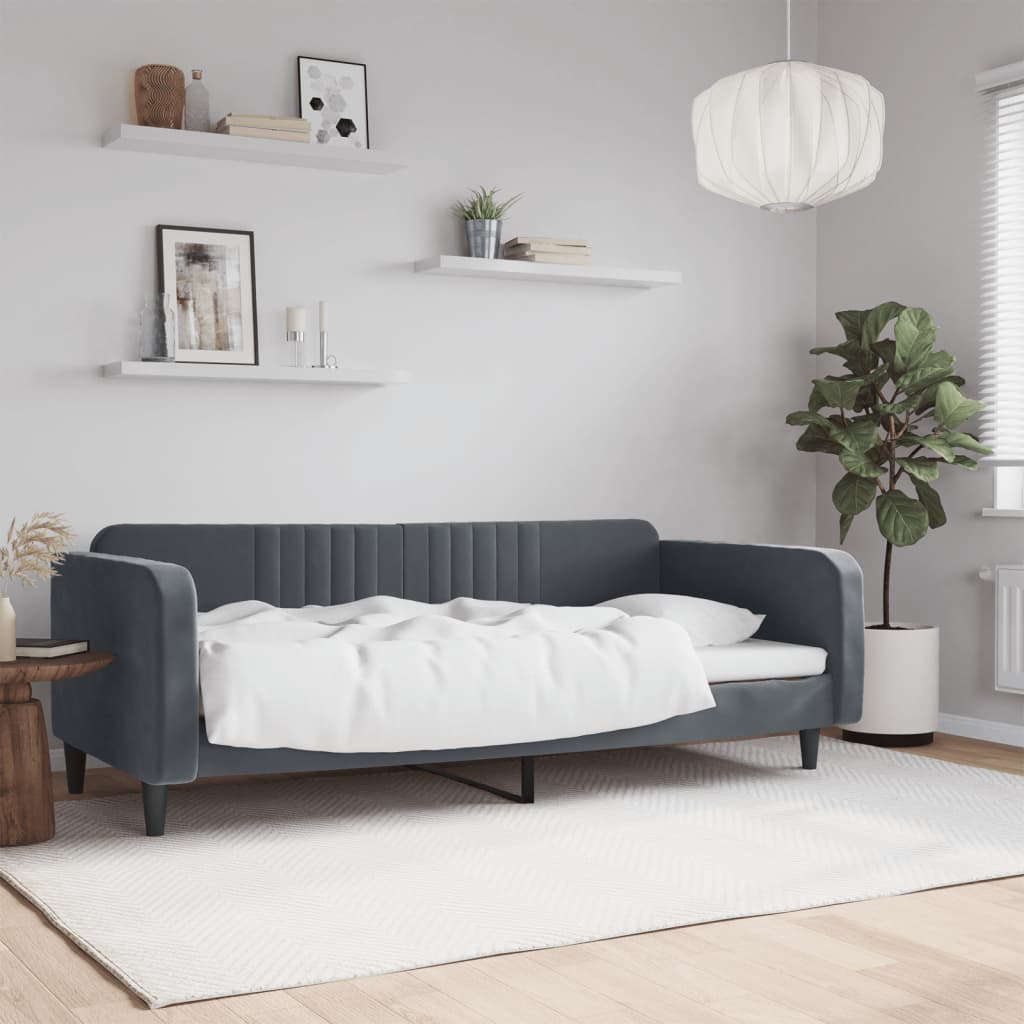 Lit de repos gris foncé 90x190 cm velours - XIOS
