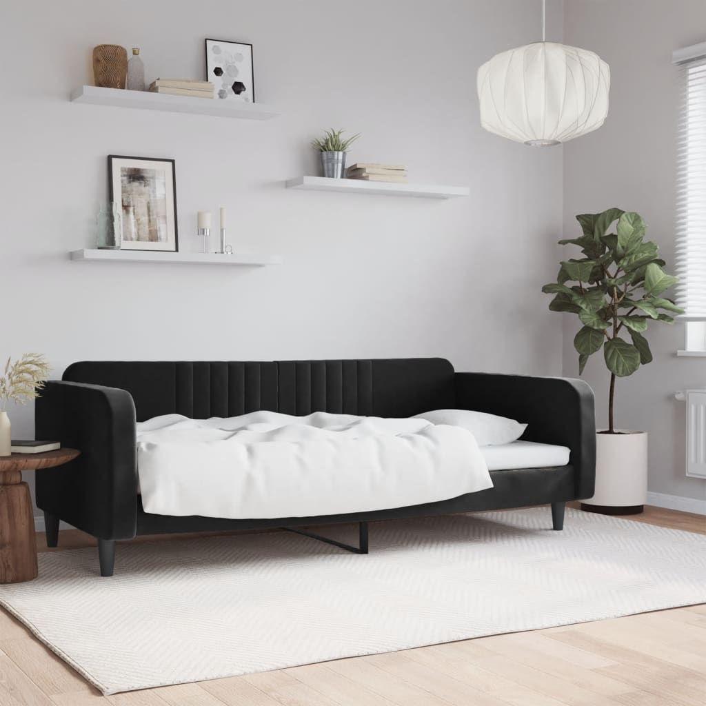 Lit de repos sans matelas noir 90x190 cm velours - XIOS