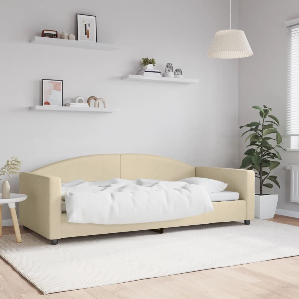 Lit de repos sans matelas crème 90x200 cm tissu - XIOS