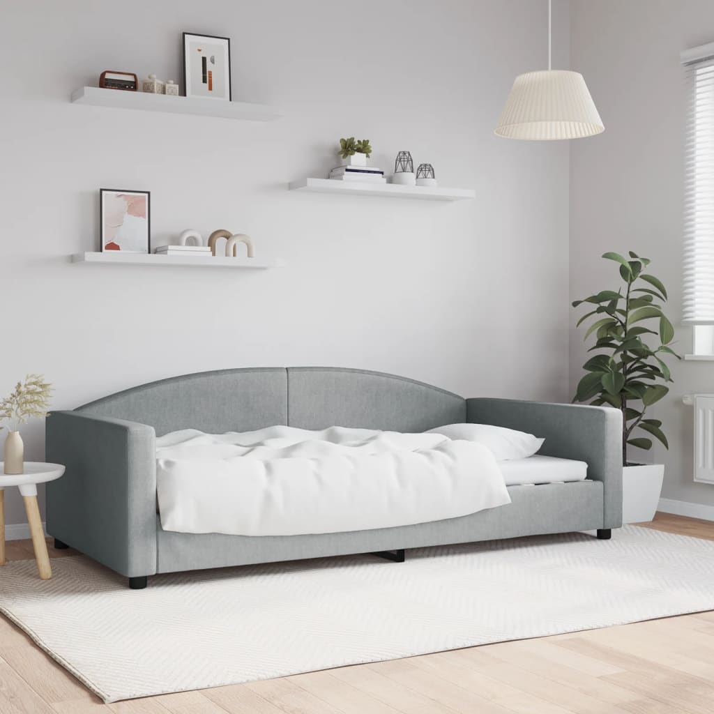 Lit de repos gris clair 100x200 cm tissu - XIOS