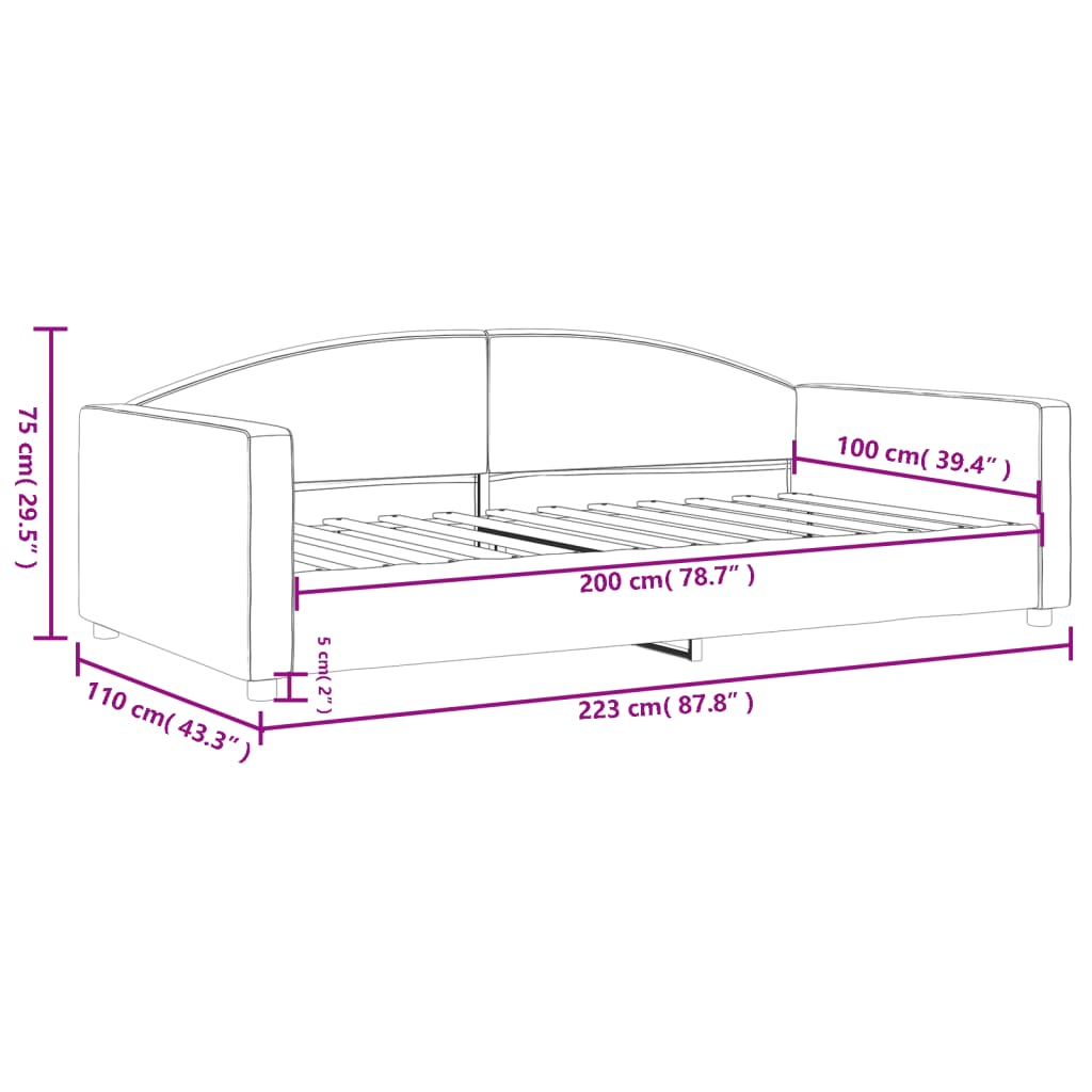 Lit de repos gris foncé 100x200 cm tissu - XIOS