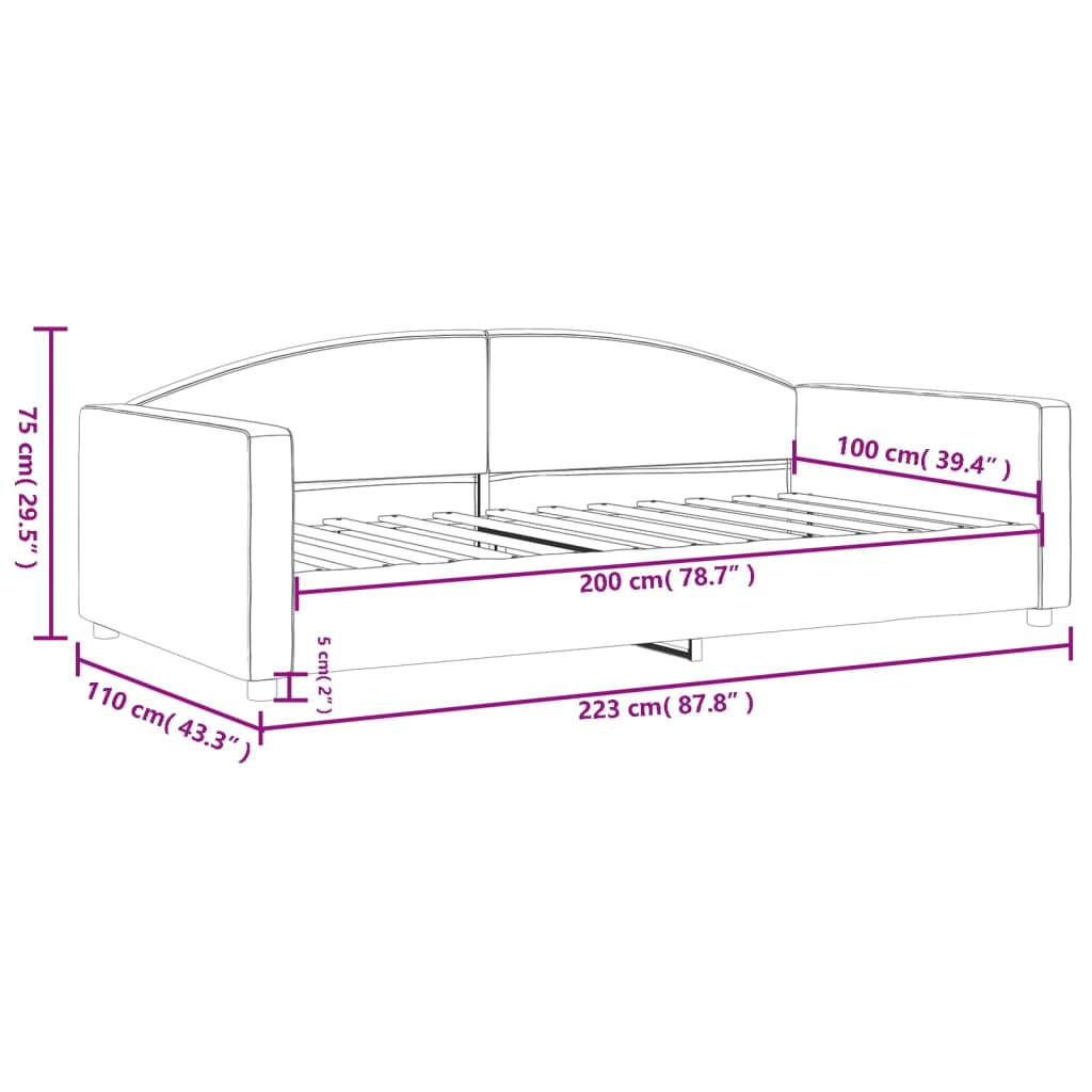 Lit de repos sans matelas noir 100x200 cm tissu - XIOS