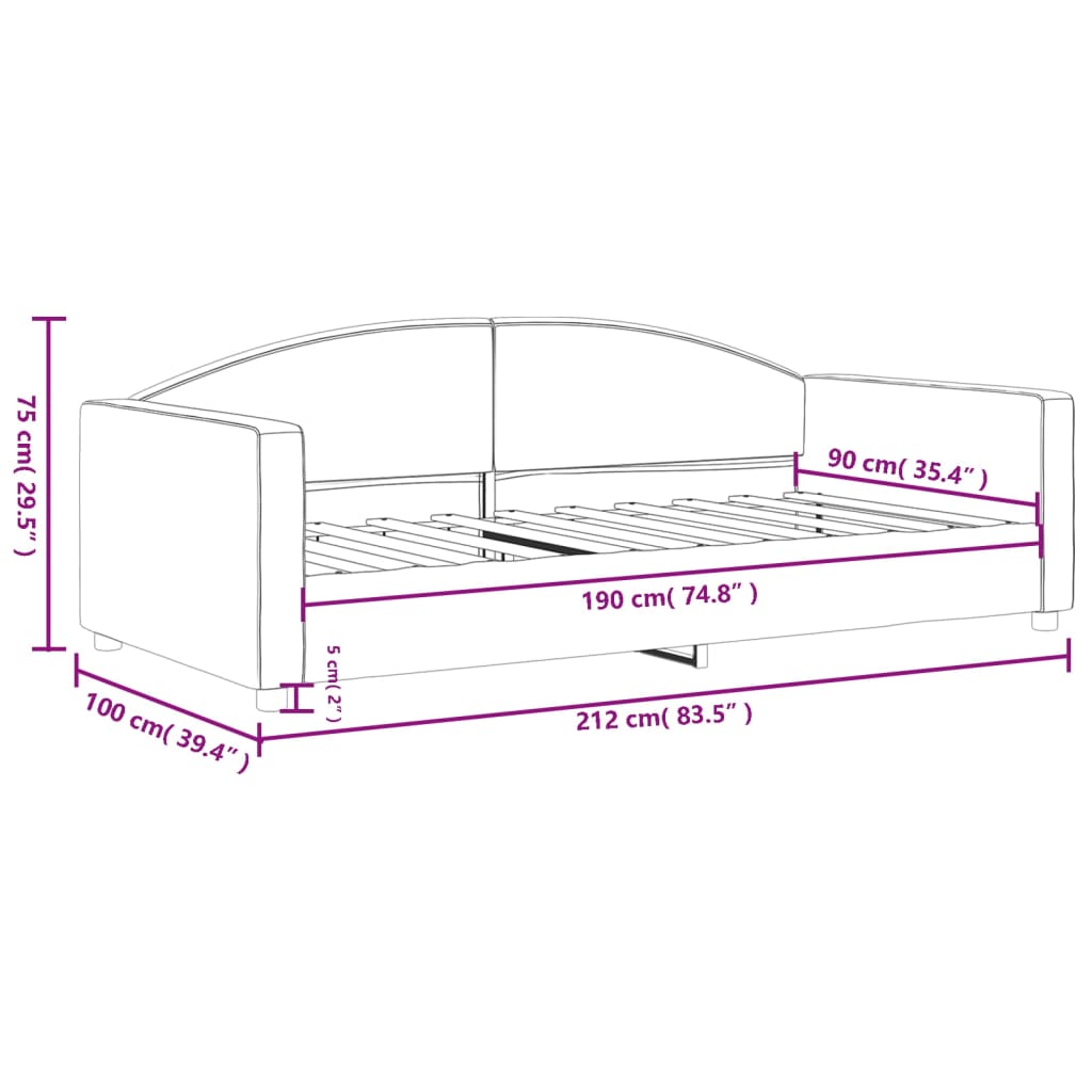 Lit de repos sans matelas noir 90x190 cm tissu - XIOS