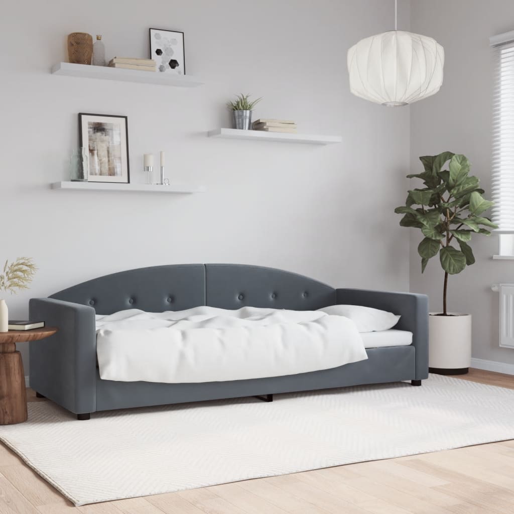 Lit de repos gris foncé 80x200 cm velours - XIOS