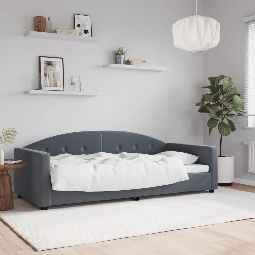 Lit de repos sans matelas gris foncé 90x200 cm velours - XIOS