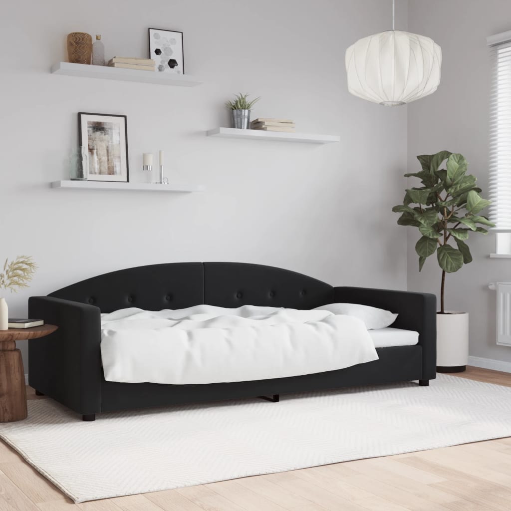 Lit de repos sans matelas noir 90x200 cm velours - XIOS